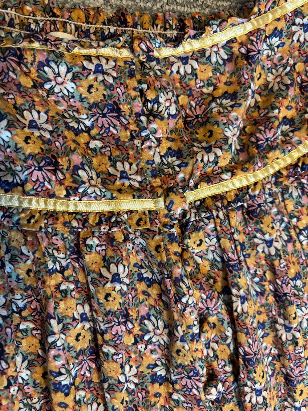 NATURAL LIFE Mustard Yellow Floral Boho Maxi Skirt - Picture 3 of 5